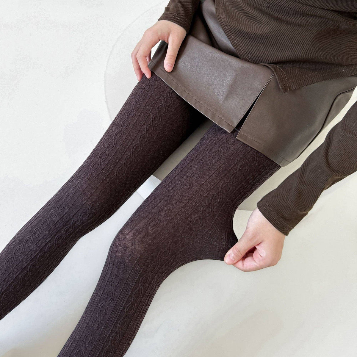 Cable Knit Patterned Opaque Tights with Soft Stretch Fabric