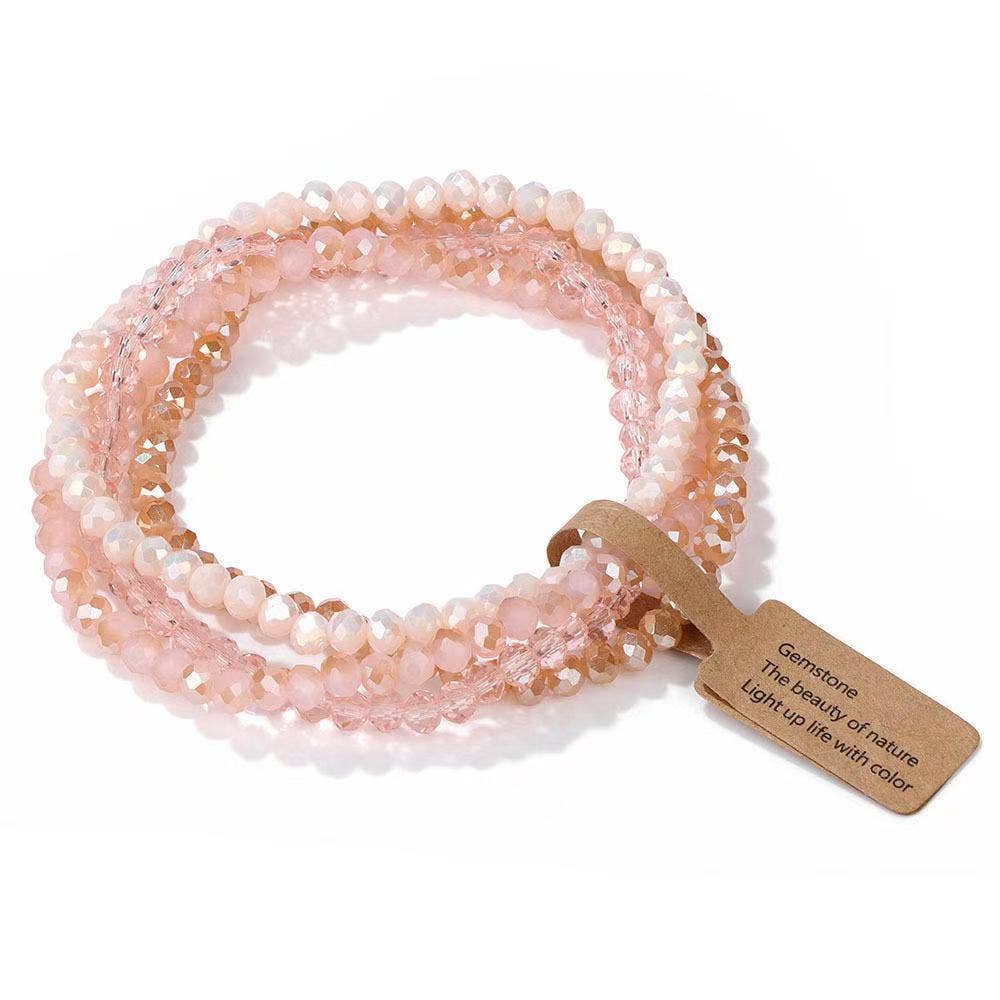 Light Pink Stackable Beaded Bracelets for Women