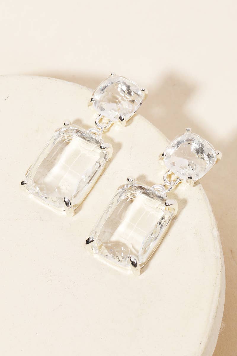 “Hannah” Rectangle Crystal Drop Earrings