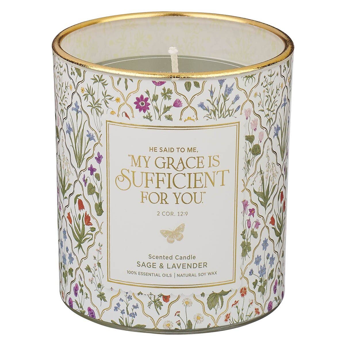 Glass Candle My Grace Is Sufficient 2 Cor. 12:9