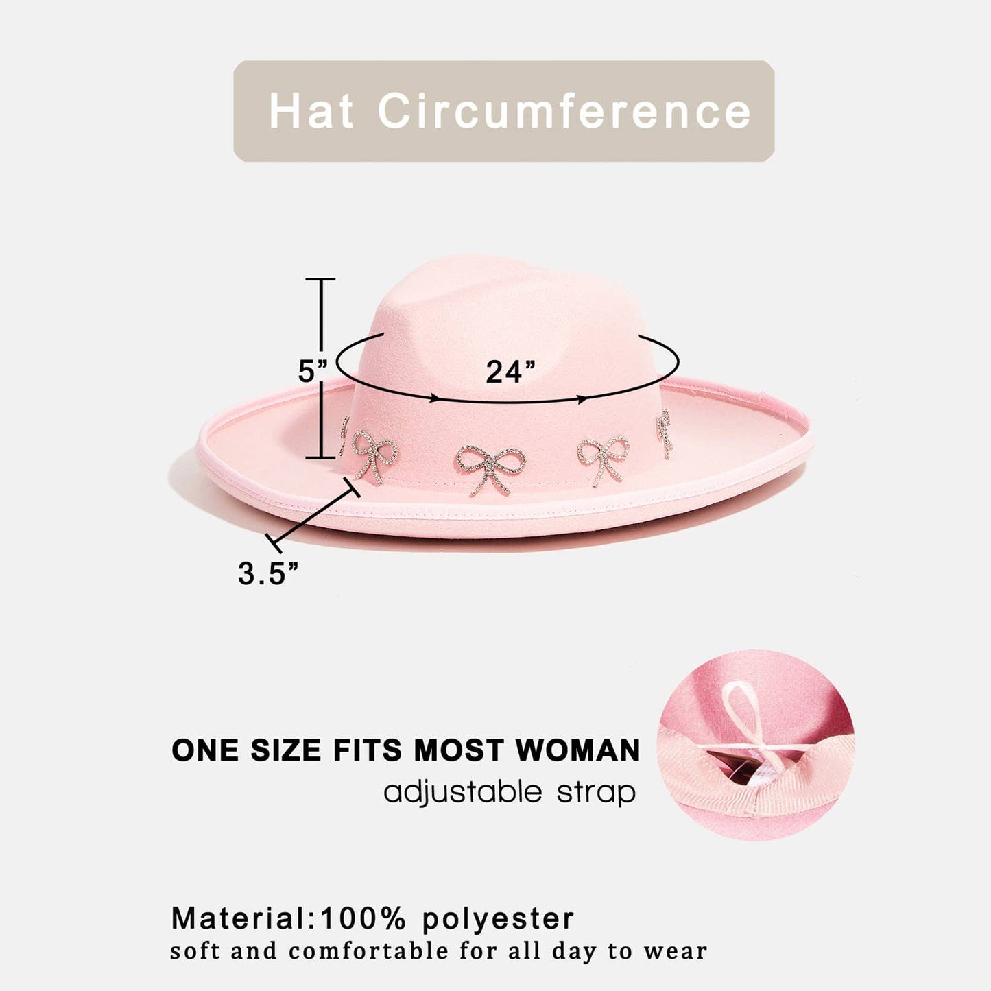 Rhinestone Ribbon Bow Charms Fedora Hat