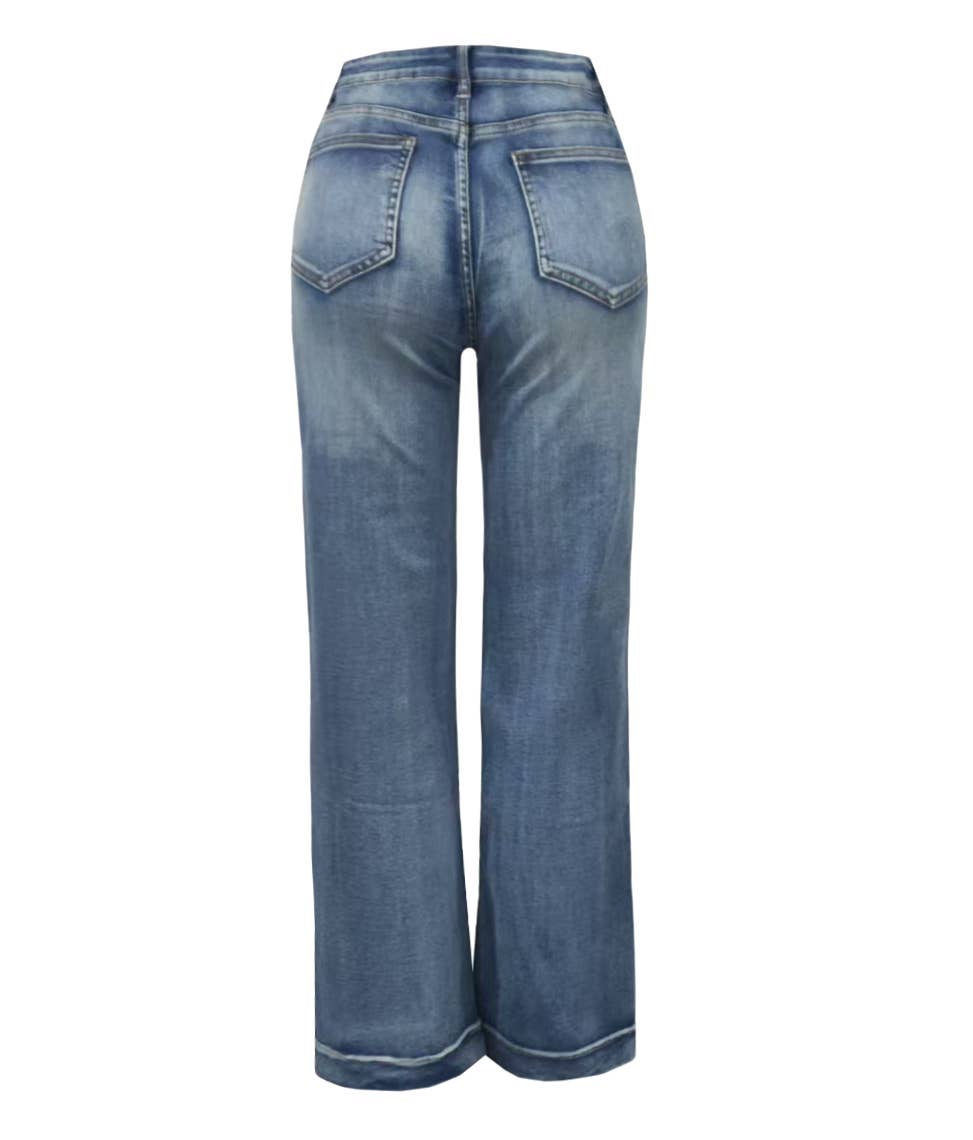 Promise Line Stitch Detail Straight Jeans