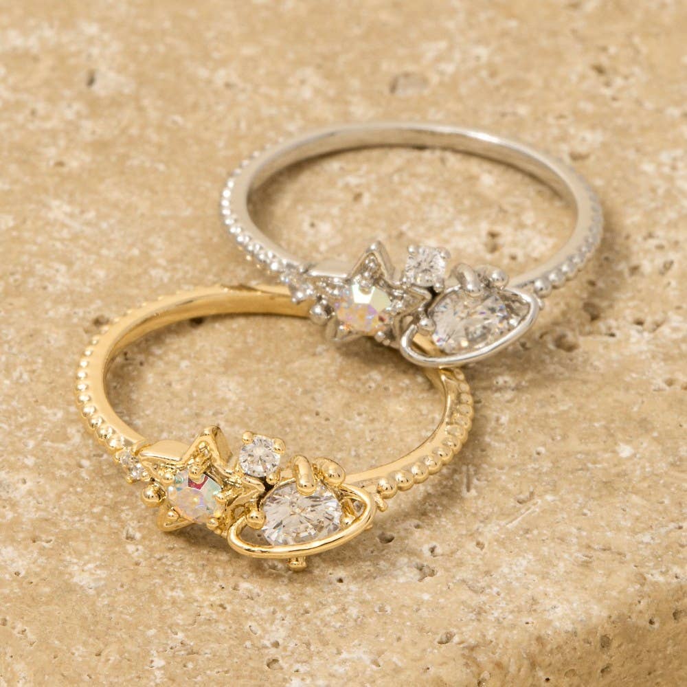 Gold Dipped Cz Star Ring