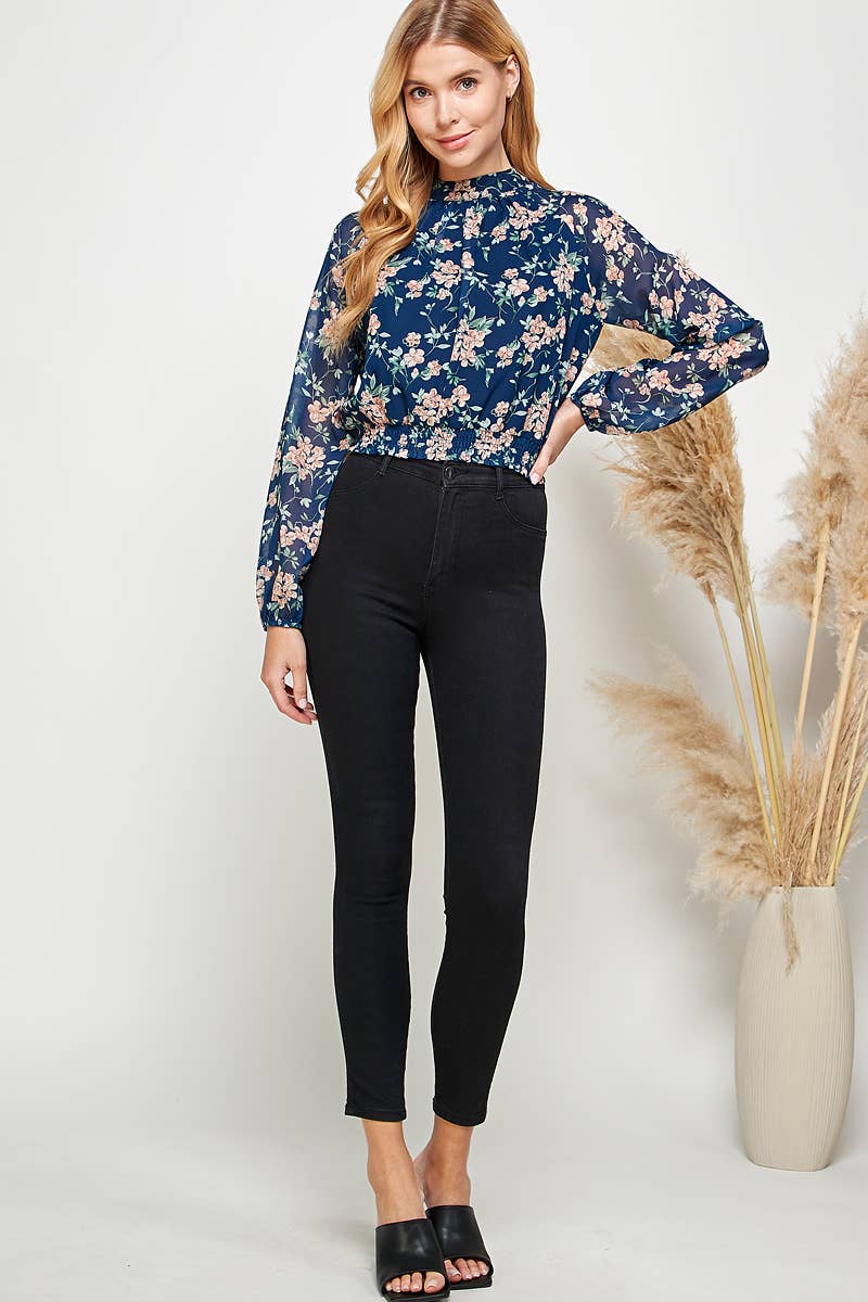 Radiant Grace Floral /blouse / cropped