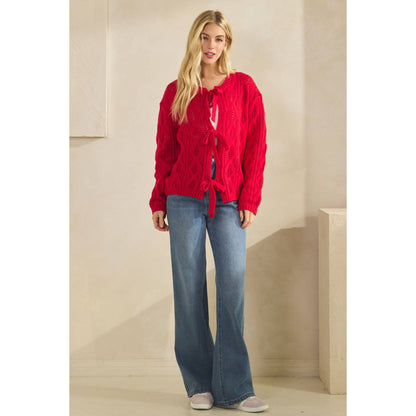 SWEETHEART BOW-KNIT CARDIGAN