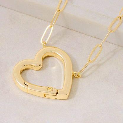 Gold Dipped Heart Carabiner Pendant Necklace