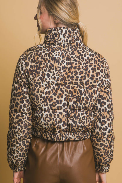Fierce & Cozy Cropped Leopard Bomber Jacket