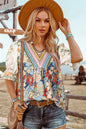 Crochet Boho Half & Long Sleeve Floral Blouse