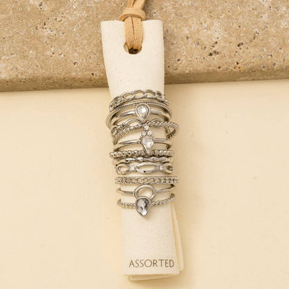 Twelve Piece Assorted Teardrop Ring Set