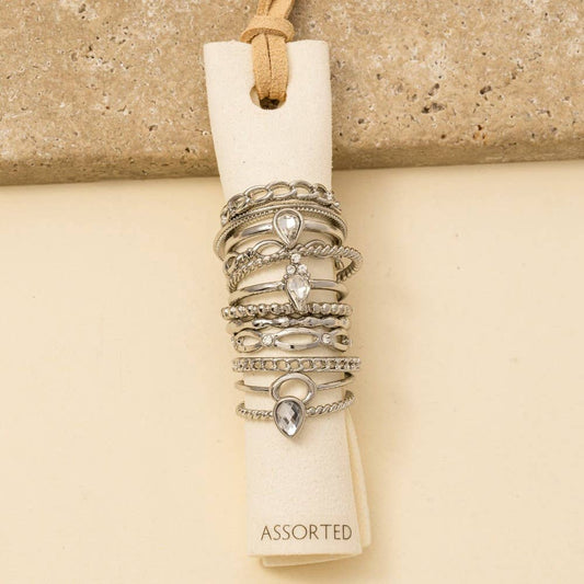 Twelve Piece Assorted Teardrop Ring Set