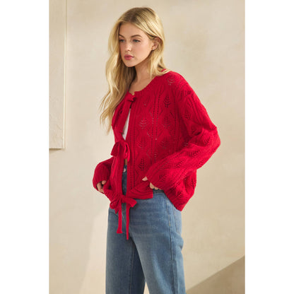SWEETHEART BOW-KNIT CARDIGAN