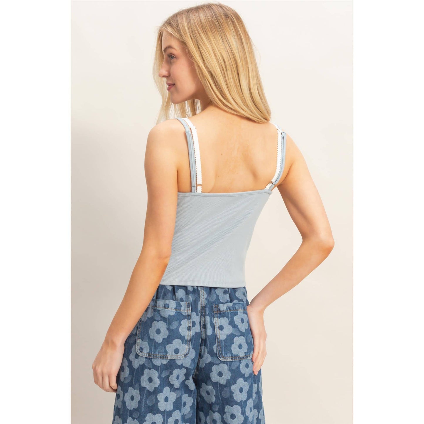 Sarah Contrast Strap Square Neck Top