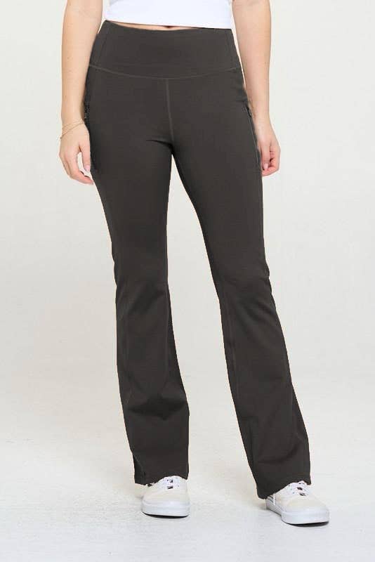 Premium active wear yoga flare pants with zipper pockets