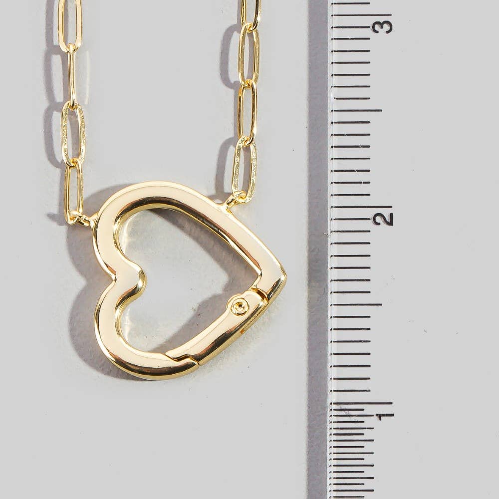 Gold Dipped Heart Carabiner Pendant Necklace