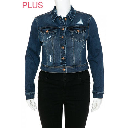 Strength & Dignity Repreve Denim Jacket (Plus) (Proverbs 31:25 inspired)