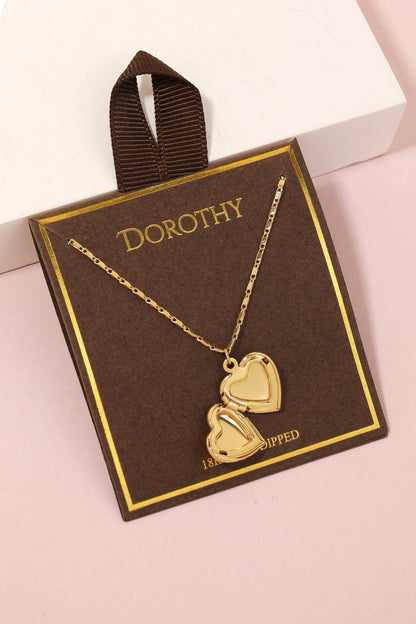 Gold Dipped Locket Heart Pendant Necklace