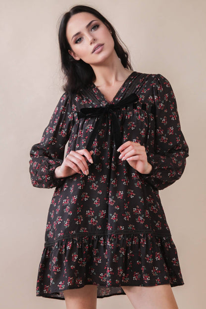 Garments of Gladness Floral Bow Mini Dress