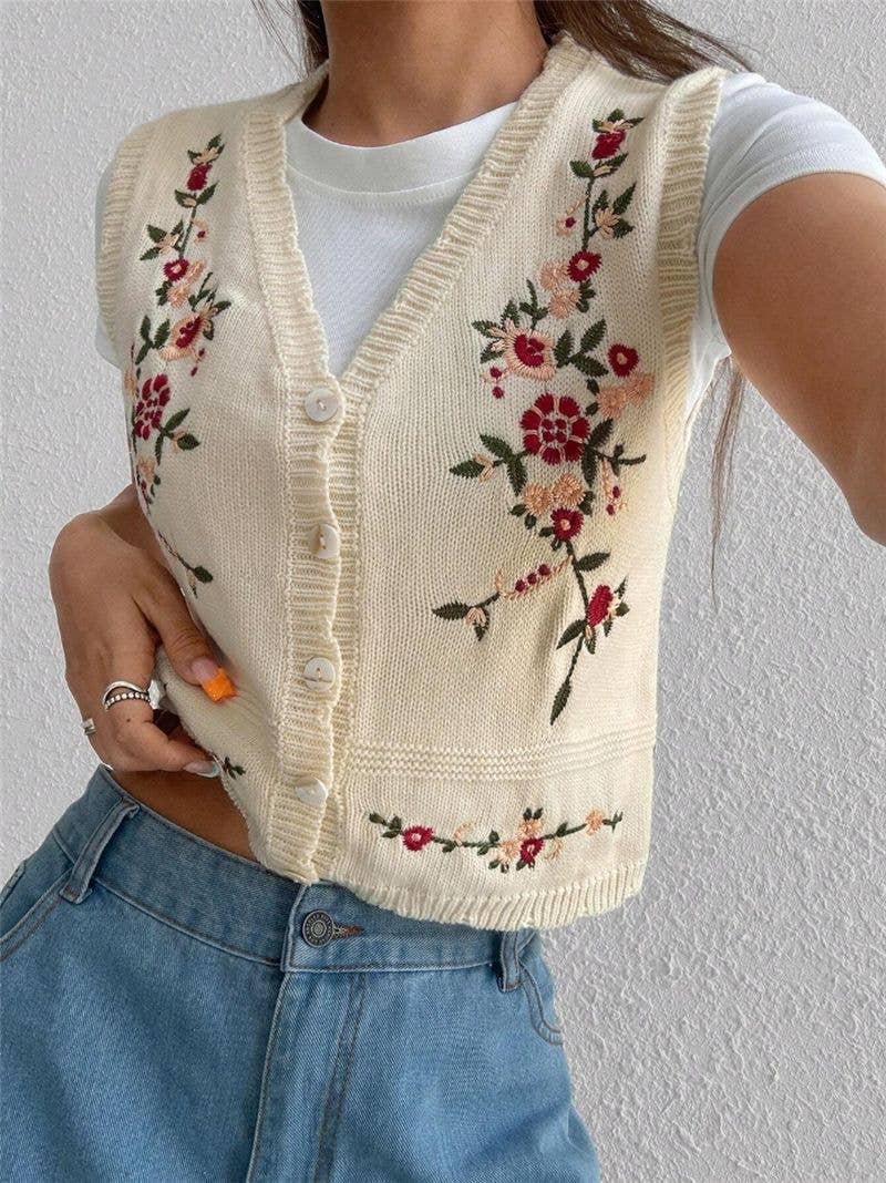 Abigail Floral Heirloom Knit Vest