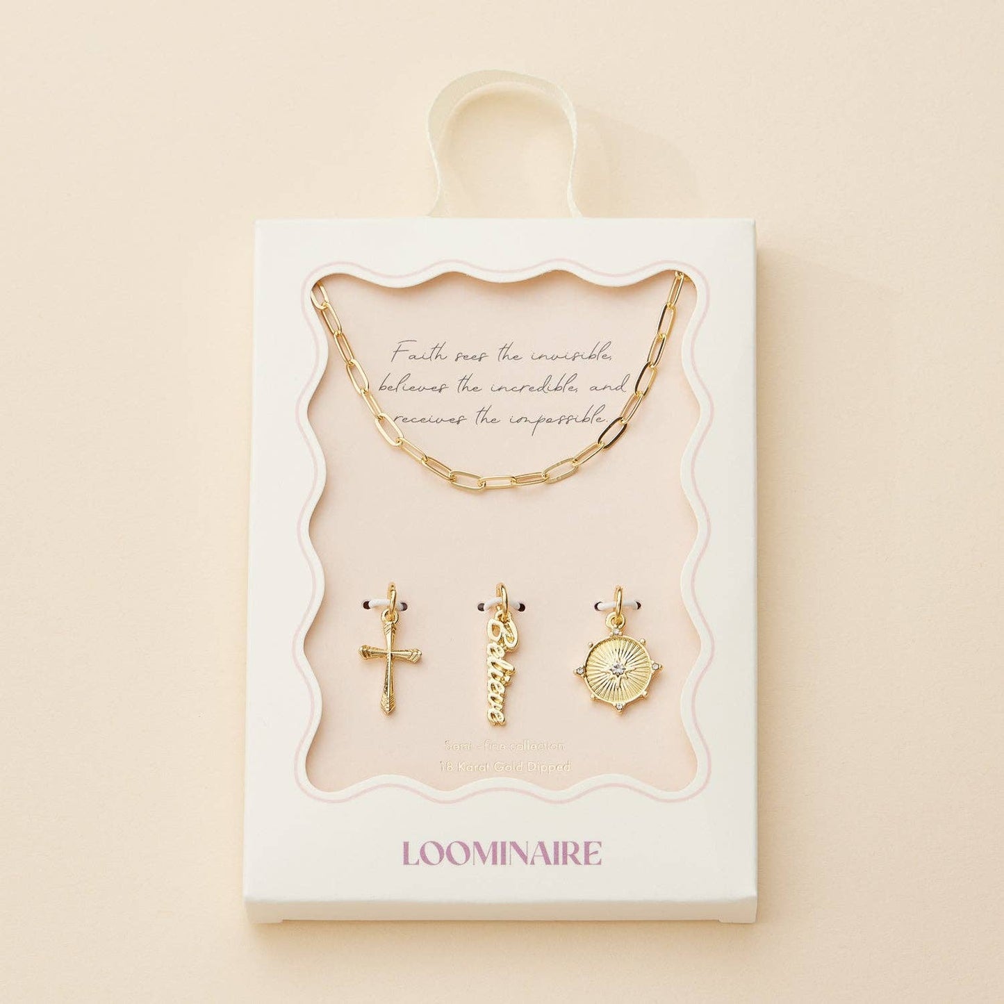 18K Gold Dipped Necklace | Cross, Believe, and Compass Charms
