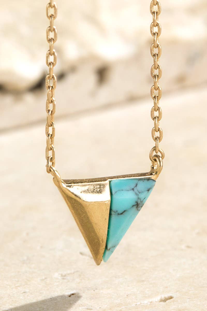 Brass Natural Stone Pendant Necklace