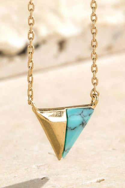 Brass Natural Stone Pendant Necklace