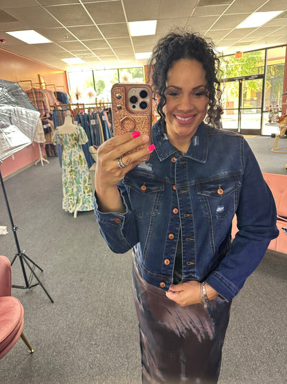 Strength & Dignity Repreve Denim Jacket (Plus) (Proverbs 31:25 inspired)