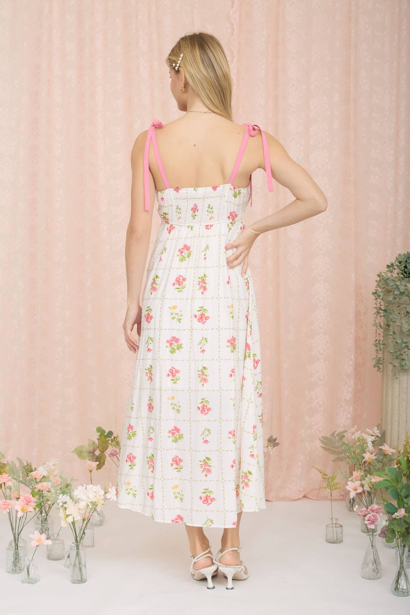 Lilies of the Field Floral Tile Midi Dress plus