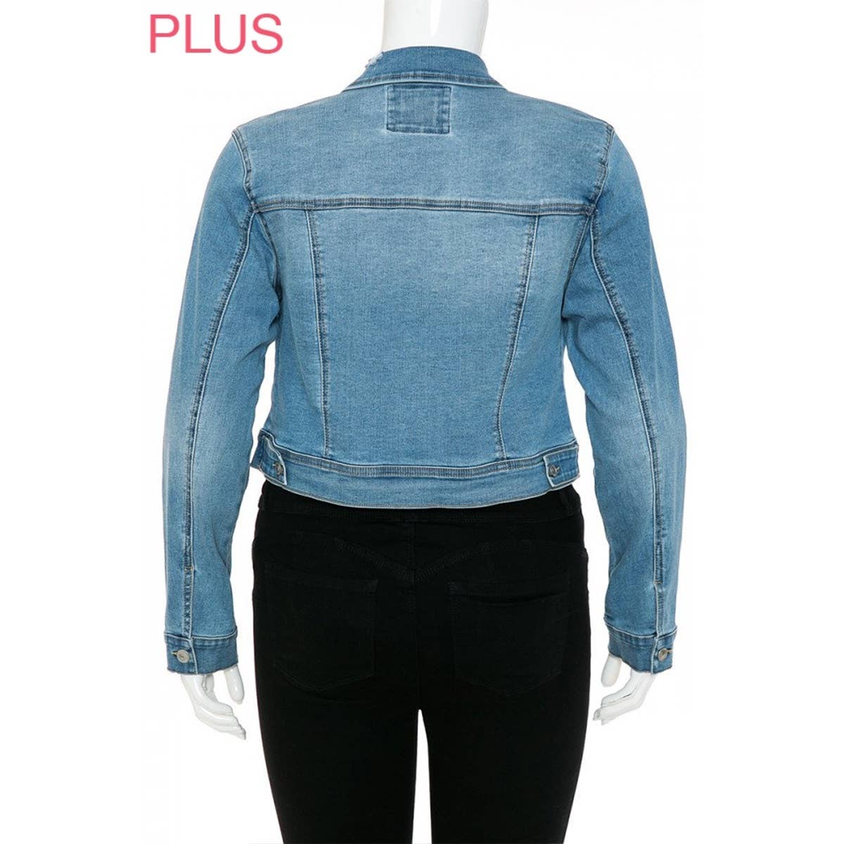 Strength & Dignity Repreve Denim Jacket (Plus) (Proverbs 31:25 inspired)