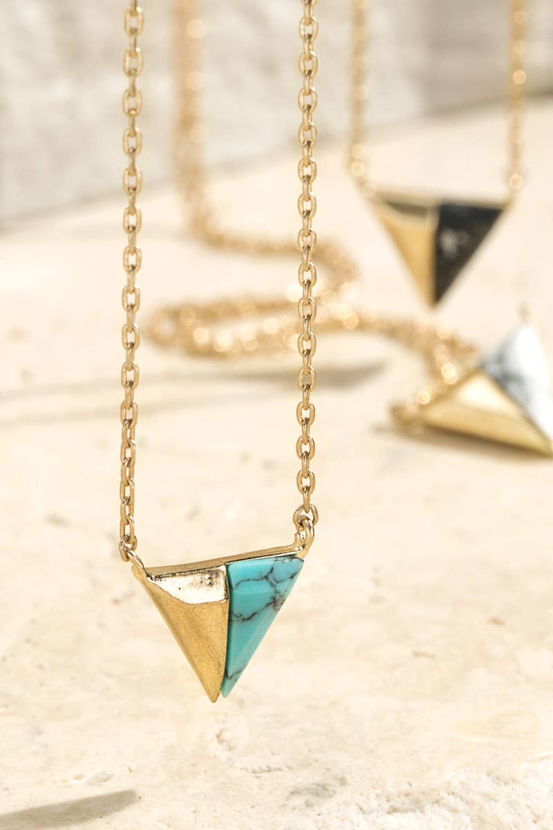 Brass Natural Stone Pendant Necklace