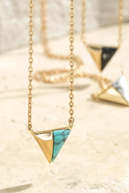 Brass Natural Stone Pendant Necklace