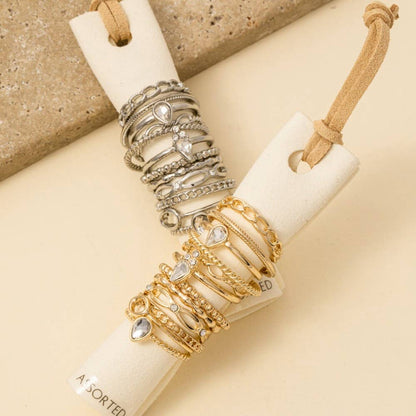 Twelve Piece Assorted Teardrop Ring Set