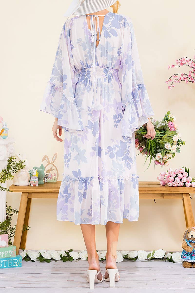 Whimsical Grace Floral High-Low Midi Dress