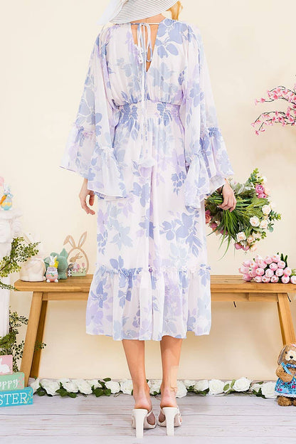 Whimsical Grace Floral High-Low Midi Dress