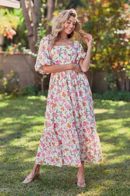 Garden BALLOON SLEEVE TIERED DRESS