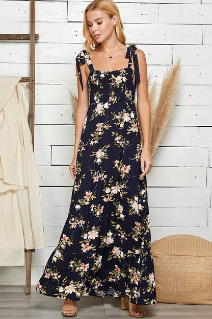 Midnight Bloom Tiered Maxi Dress