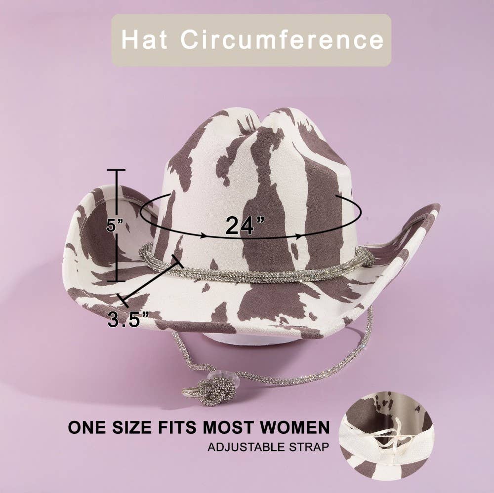 Cow Print Draw String Cowboy Hat