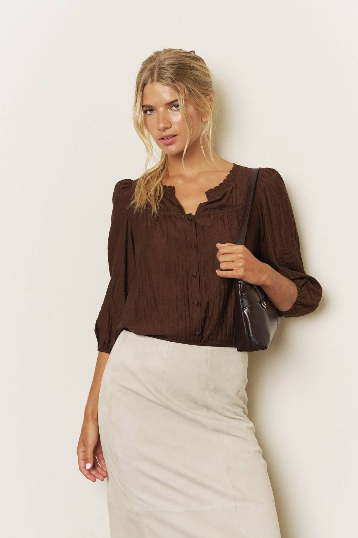 Grace BUTTON DOWN 3/4 SLEEVE
