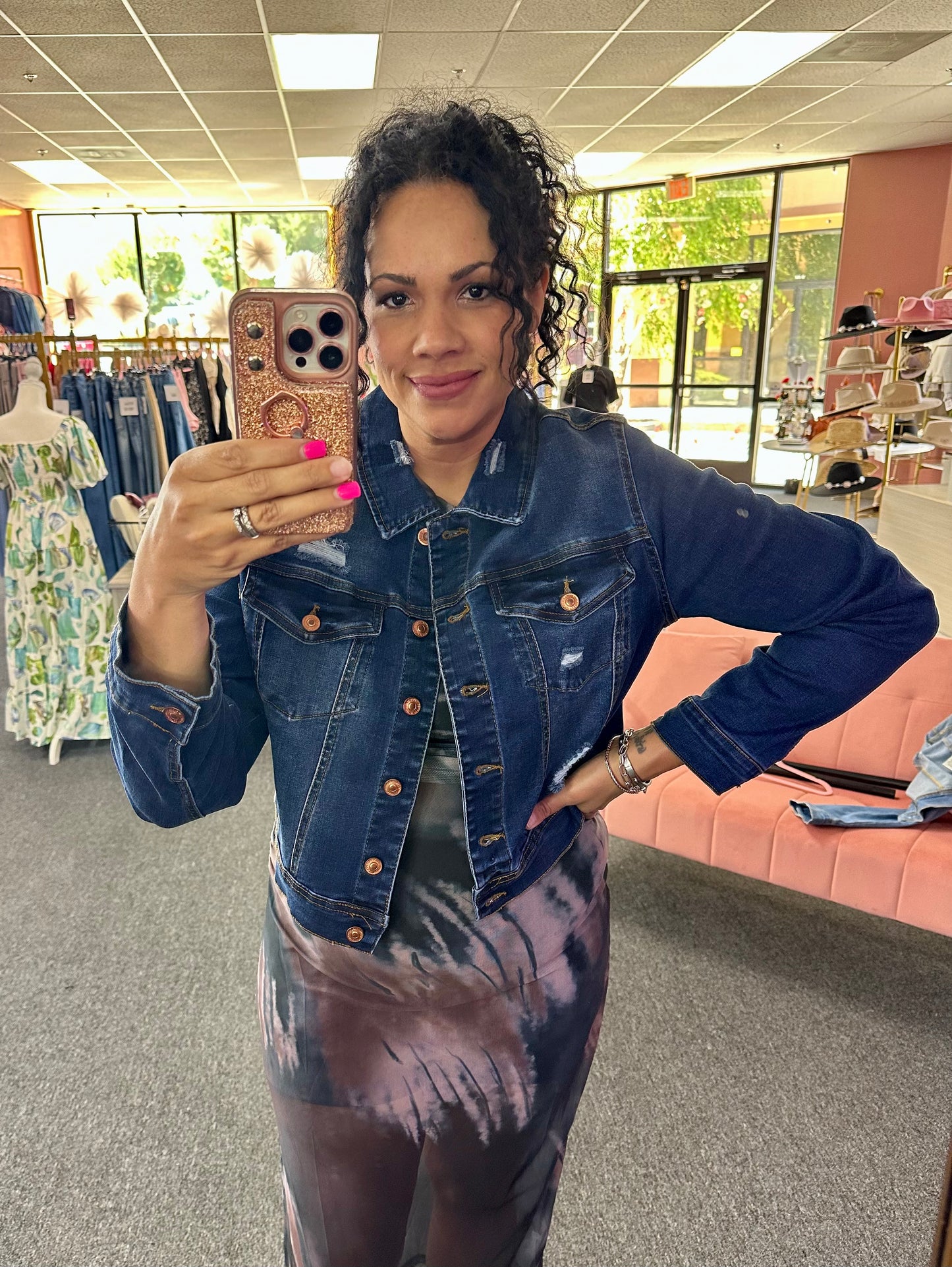 Strength & Dignity Repreve Denim Jacket (Plus) (Proverbs 31:25 inspired)