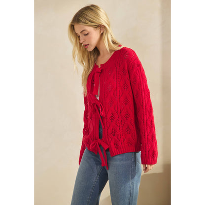 SWEETHEART BOW-KNIT CARDIGAN