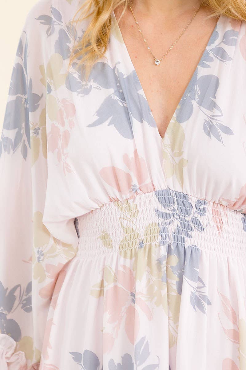 Whimsical Grace Floral High-Low Midi Dress