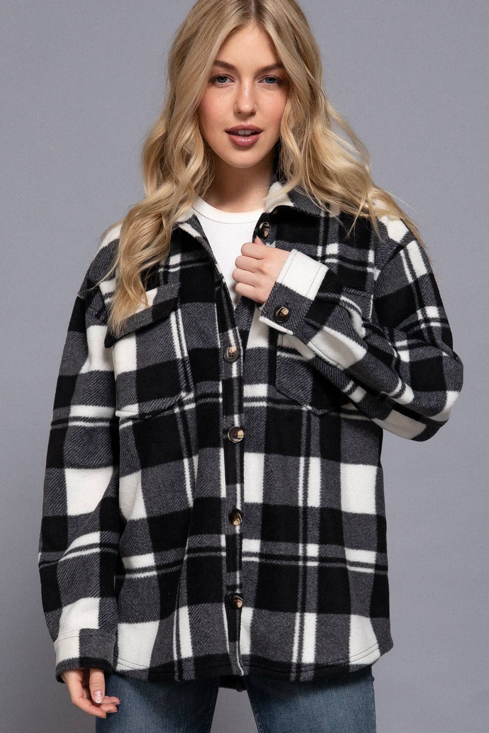 Rooted in Grace Check Fleece Shacket