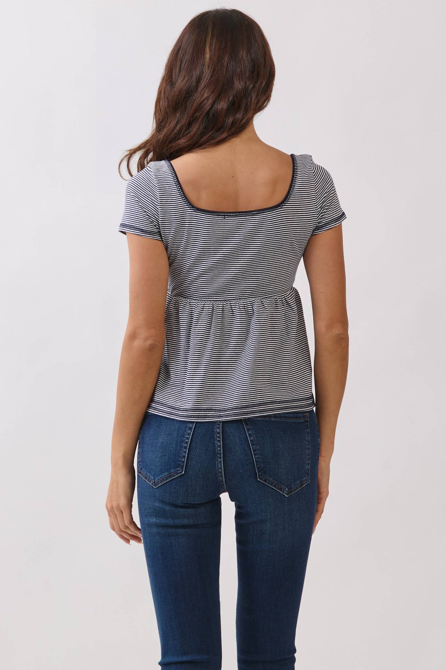 Graceful Stripes Babydoll Henley Tee