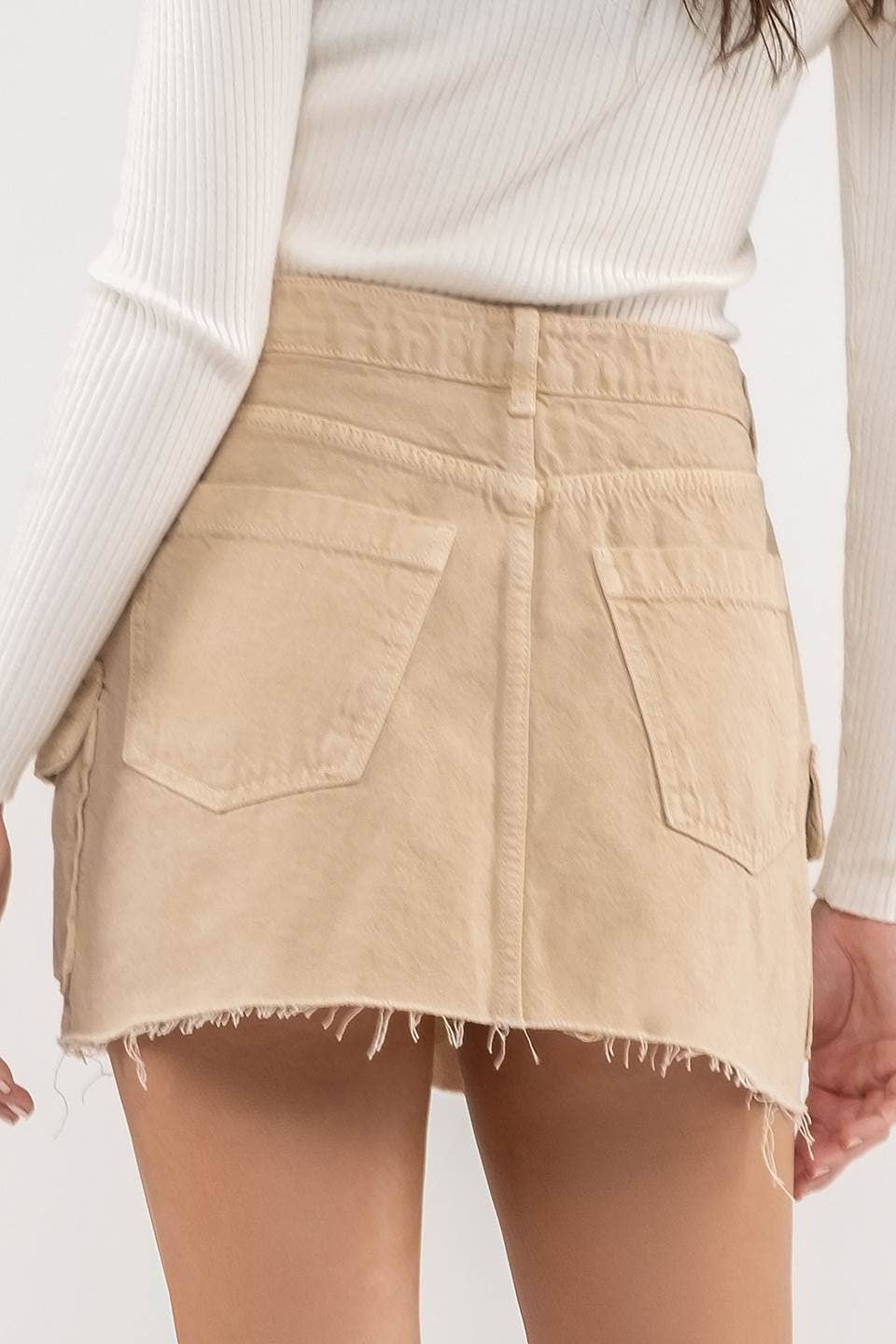 Trailblazer Cargo Raw Hem Mini Skirt