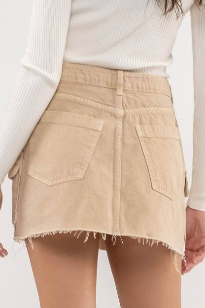 Trailblazer Cargo Raw Hem Mini Skirt