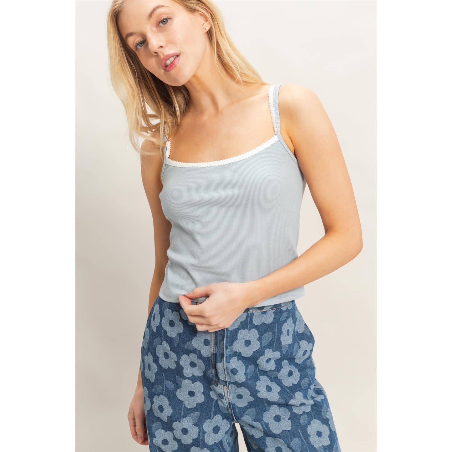 Sarah Contrast Strap Square Neck Top
