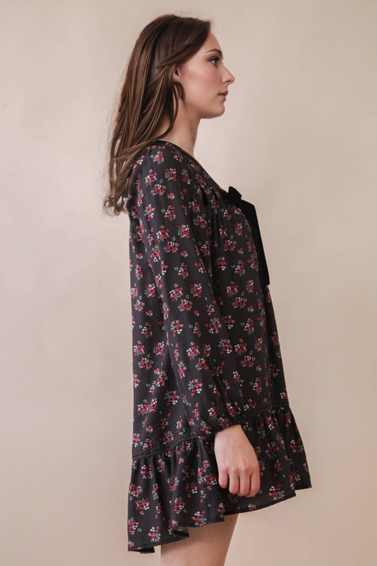 Garments of Gladness Floral Bow Mini Dress
