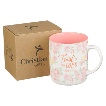 Mug Pink Floral Trust in the Lord Prov. 3:5