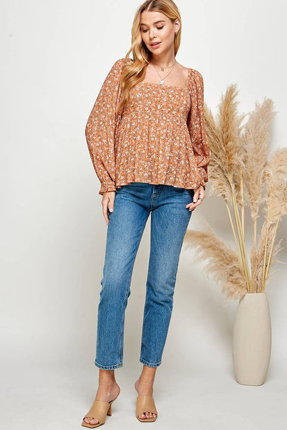 Seraphina Smocked Babydoll Top