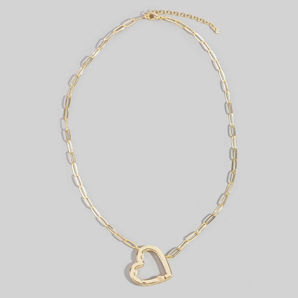 Gold Dipped Heart Carabiner Pendant Necklace