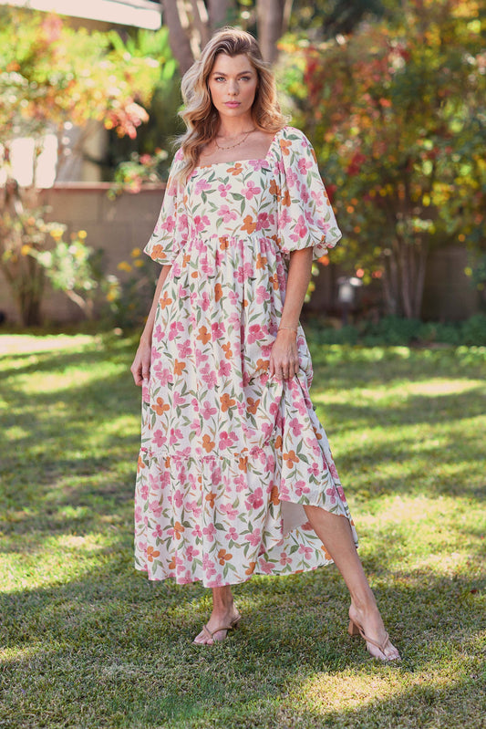 Garden BALLOON SLEEVE TIERED DRESS
